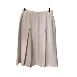 VTG Jaeger Skirt Womens Size 14 Pink Linen Viscose Pleated Classic Midi A-Line